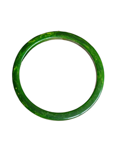 1940s Green Marbled Bakelite Flat Cut Bangle