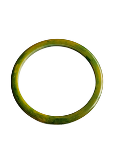 1940s Bright Green and Yellow Marbled Bakelite Bangle
