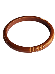 1940s Brown Carved and Overdyed Bakelite Bangle