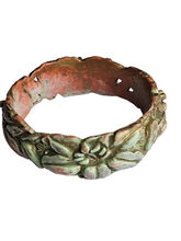 Load image into Gallery viewer, 1940s Gold, Green and Pink Painted Celluloid Bangle
