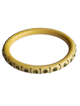Load image into Gallery viewer, 1920s Thick Celluloid and Green Rhinestone Upper Arm Bangle

