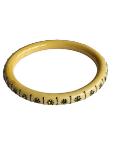 1920s Thick Celluloid and Green Rhinestone Upper Arm Bangle
