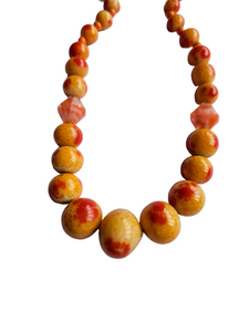 1930s Orange and Red Speckled Glass Necklace