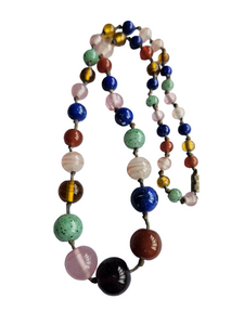 1930s Multicoloured Knotted Glass Necklace