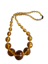 Load image into Gallery viewer, 1930s Art Deco Orange Chunky Faceted Glass Necklace
