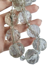 1930s Chunky Faceted Glass On Chain Necklace