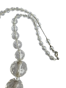1930s Chunky Faceted Glass On Chain Necklace