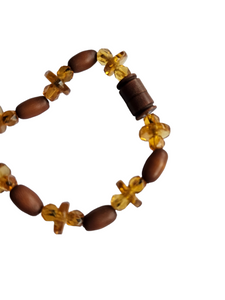 1930s Brown Galalith and Glass Necklace