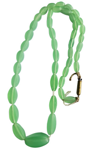 1930s Deco Apple Green Uranium Glass Necklace