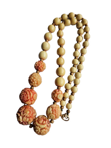 1940s Pink and Beige Celluloid/Galalith Necklace