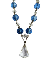 Load image into Gallery viewer, 1930s Deco Blue and Clear Faceted Glass and Wire Necklace

