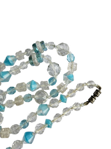 1930s Deco Clear and Pale Blue Glass Necklace