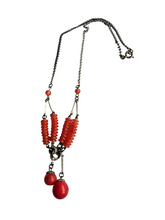 Load image into Gallery viewer, 1930s Deco Red Glass Necklace
