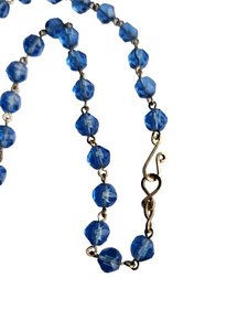 1930s Blue Glass and Rolled Wire Drop Necklace