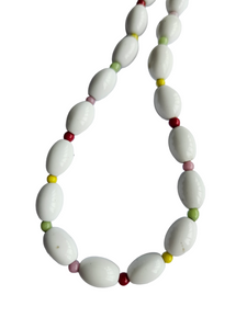 1930s White and Harlequin Glass Necklace