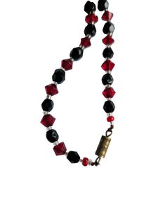 1930s Deco Red and Black Glass Necklace