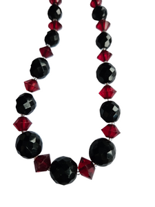 1930s Deco Red and Black Glass Necklace