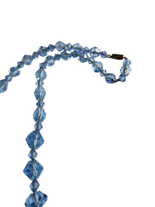 1930s Deco Faceted Blue Glass Necklace