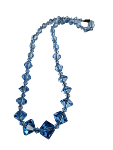 1930s Deco Faceted Blue Glass Necklace