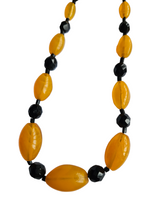 Load image into Gallery viewer, 1930s Art Deco Bright Orange and Black Glass Necklace
