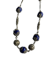 Load image into Gallery viewer, 1930s Czech Blue Stone Filigree Necklace
