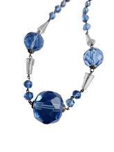 Load image into Gallery viewer, 1930s Deco Chunky Blue and Clear Glass Necklace
