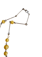 Load image into Gallery viewer, 1930s Deco Yellow Satin Glass and Rolled Wire Necklace
