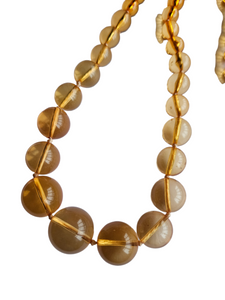 1950s Long Peach Knotted Lucite Necklace