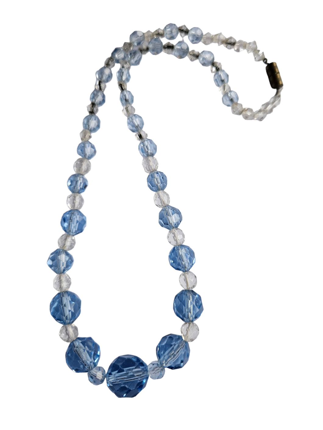 1930s Blue and Clear Faceted Glass Necklace
