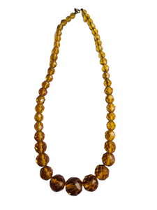 1930s Art Deco Marmalade Orange Glass Necklace