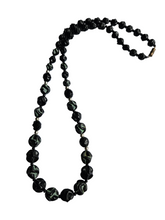 Load image into Gallery viewer, 1930s Green and Black  Marbled Textured Glass Necklace
