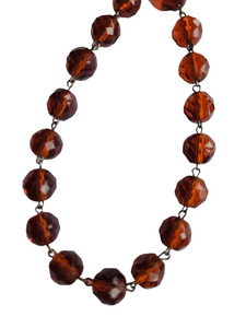 1930s Deco Brown Faceted Glass Necklace