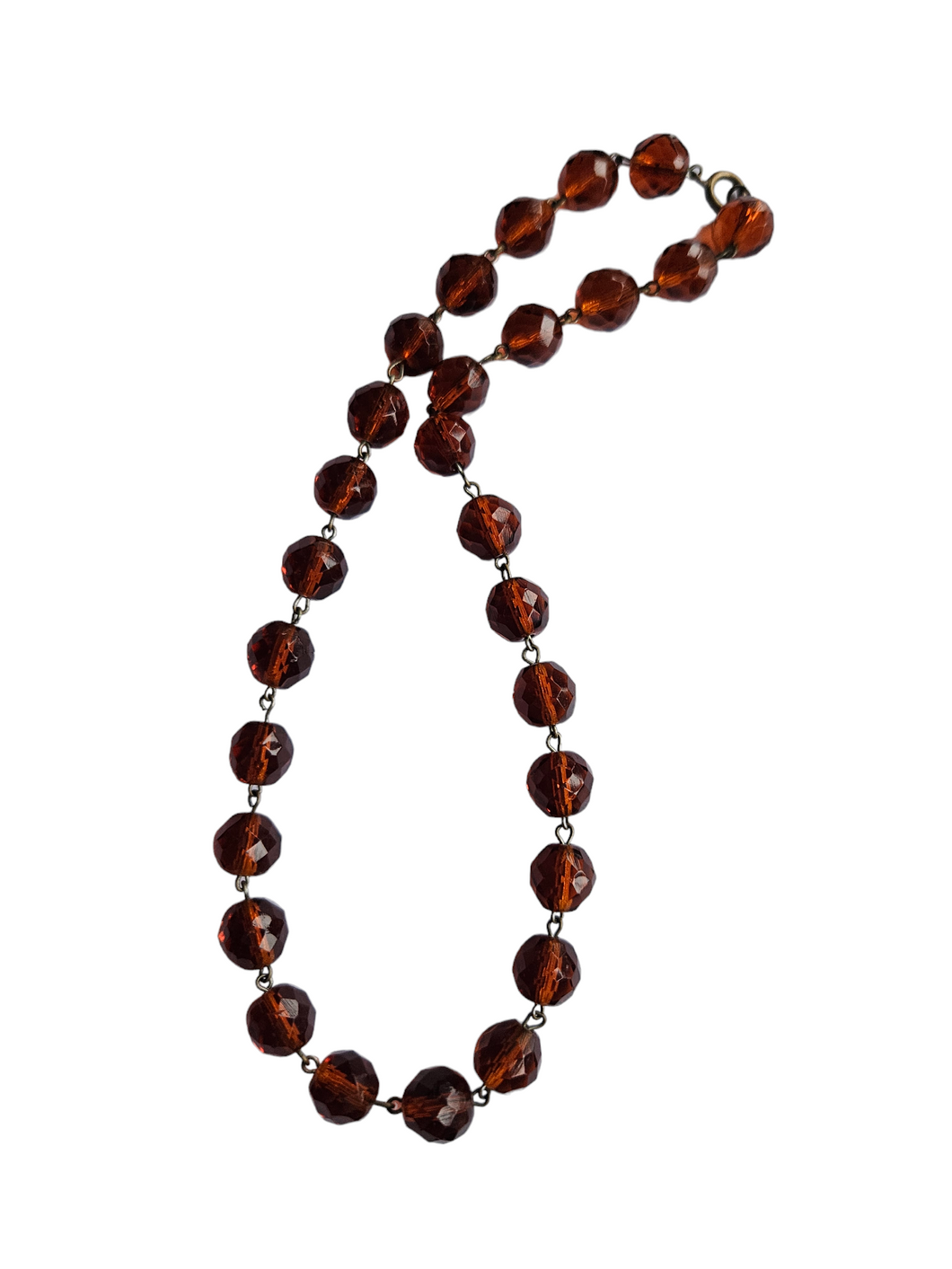 1930s Deco Brown Faceted Glass Necklace