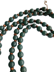 1930s Deco Teal Blue Glass Knotted Long Necklace