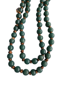 1930s Deco Teal Blue Glass Knotted Long Necklace