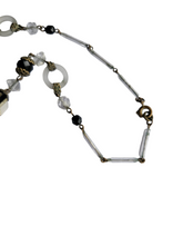 Load image into Gallery viewer, 1930s Art Deco Czech Black, Metal, Mirrored Glass Necklace
