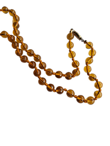 1930s Orange Knotted Long Glass Necklace