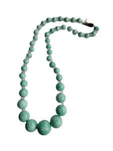 1930s Deco Green Peking Glass Necklace