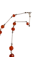 Load image into Gallery viewer, 1920s/1930s Bright Orange Glass and Rolled Wire Necklace
