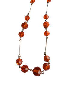 1920s/1930s Bright Orange Glass and Rolled Wire Necklace