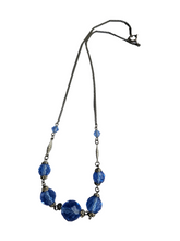 Load image into Gallery viewer, 1930s Deco Blue Glass and Chain Necklace
