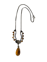 Load image into Gallery viewer, Edwardian Orange Glass and Silver Tone Necklace
