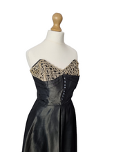 Load image into Gallery viewer, 1950s Grey Taffeta and Lace Prom Dress
