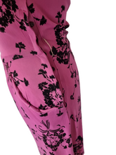 Load image into Gallery viewer, 1940s Hot Pink and Black Bouquet Print Rayon Jersey Dress
