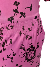 Load image into Gallery viewer, 1940s Hot Pink and Black Bouquet Print Rayon Jersey Dress
