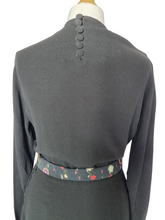 Load image into Gallery viewer, 1940s Black Crepe Dress With Patterned Dress
