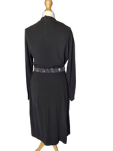 Load image into Gallery viewer, 1940s Black Crepe Dress With Patterned Dress

