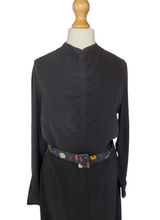 Load image into Gallery viewer, 1940s Black Crepe Dress With Patterned Dress

