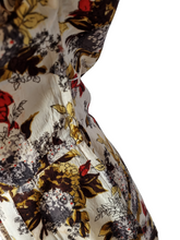 Load image into Gallery viewer, Late 1940s Golden, Brown and Red Flower/Leaf Print Dress
