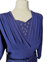 Load image into Gallery viewer, 1940s Purple/Blue Beaded Crepe Dress
